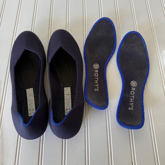 Rothy’s Navy Blue Round Toe Flat shoes size 10.5 - Picture 8 of 11